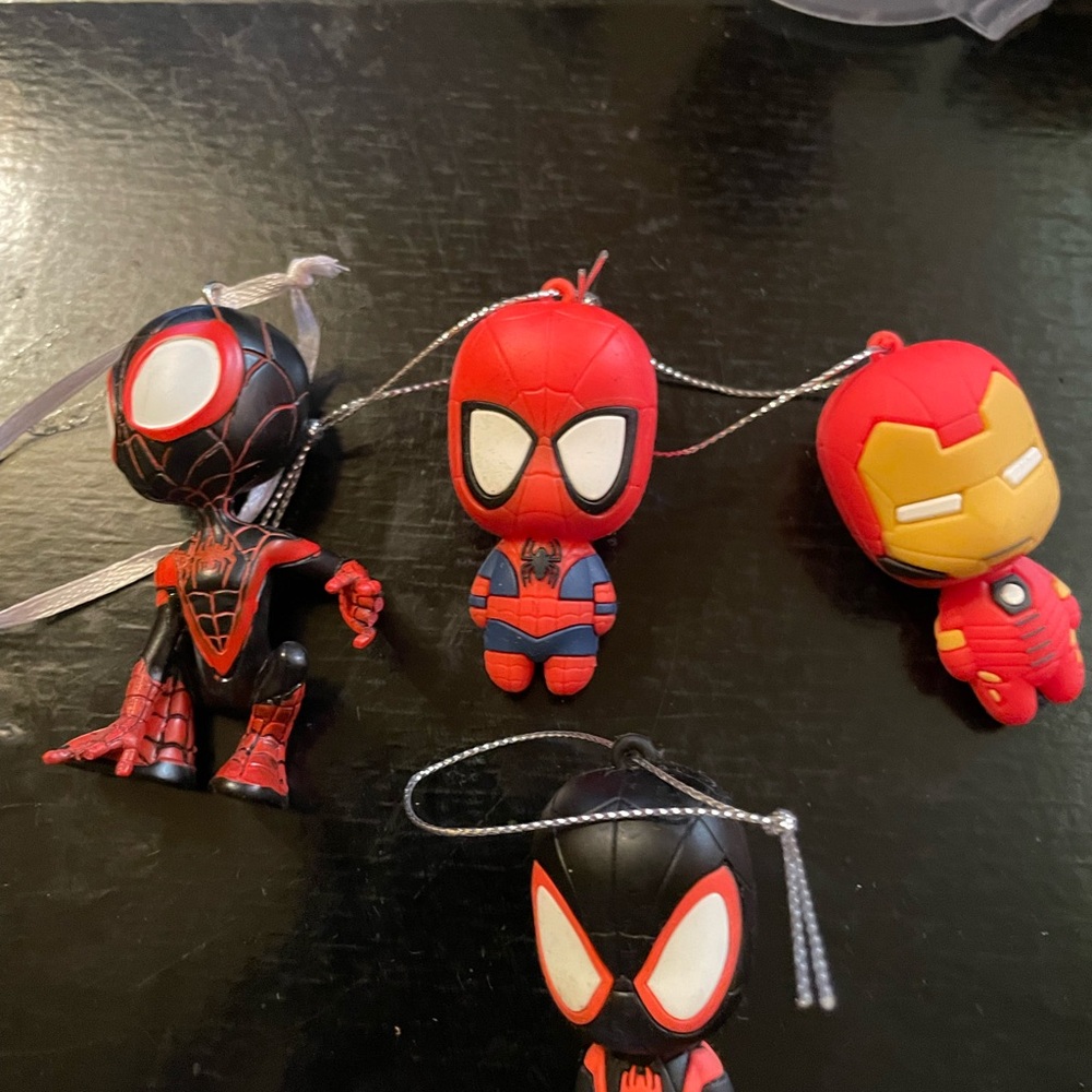 Marvel Superhero Christmas Ornaments - Red and Black